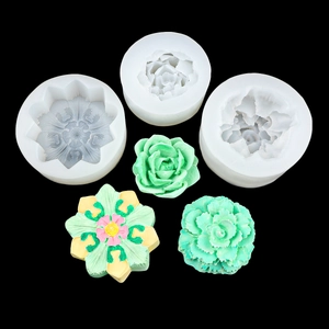 3pcs silicone molds set for succulent and floral shaped fondant, clay or soap making