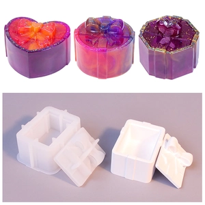 DIY silicone molds and heart-shaped glitter resin gift boxes with bow details