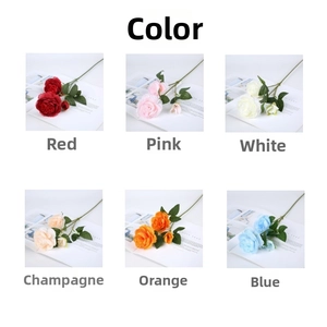 Detailed multi-color display of long-stem artificial peonies with realistic petals and leaves