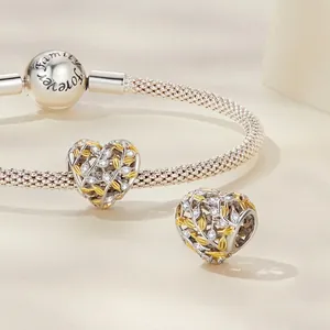 Sterling silver mesh bracelet with hollow heart charms and Forever Family engraving
