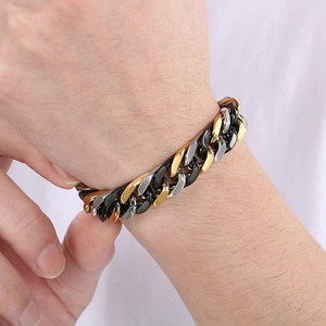 Bracelet gourmette minimaliste en acier titane or, argent et noir pour hommes et femmes