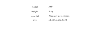 Specifications for vintage sun and moon ring A411 in gold titanium steel with zircon