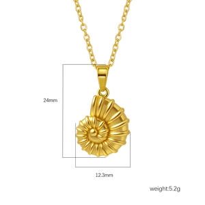 Collier avec pendentif nautile en acier inoxydable plaqué or 18 carats et dimensions