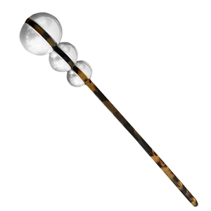 Minimalist faux tortoiseshell hair pin with three elegant pearls in a modern classic style