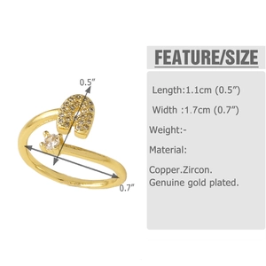 Detailweergave van 18k vergulde ringafmetingen en micro-pave zirkonia in hoefijzer ontwerp