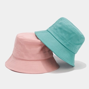 Classic pink and cyan cotton canvas bucket hats for outdoor sun protection