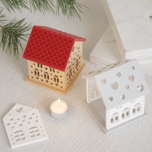 Christmas house silicone mold for candle holders with heart cutouts and DIY resin decor