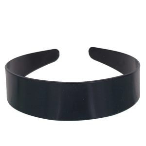 Minimalist black plastic headband with a wide band and smooth finish for DIY accessories
