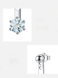 Detailed close-up of 925 sterling silver earring with D color VVS1 moissanite stone