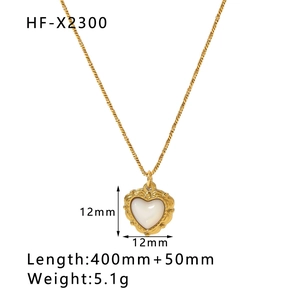 Detail of gold heart pendant with dimensions 12mm and chain length 400mm specifications