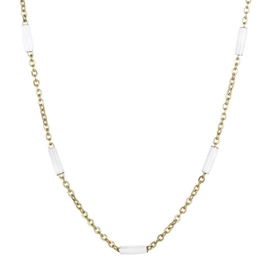 Collier minimaliste en acier titane de 1,5mm avec perles cylindriques blanches