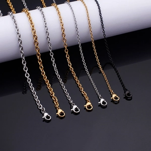 Fashionable tassel titanium steel necklaces in gold, silver, and black with lobster clasps