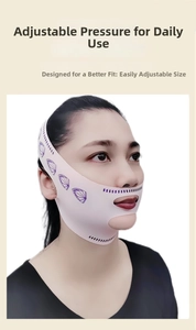 Pink V-line lifting mask with adjustable multi-layer compression for facial contouring