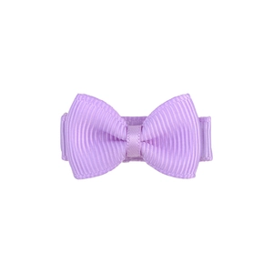Detail of lavender grosgrain ribbon bow hair clip for girls on white background