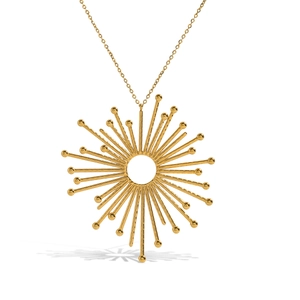 18K gold plated stainless steel sunburst pendant necklace with minimalist design