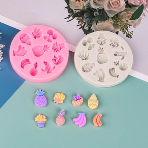 Silicone fruit mold set for DIY fondant and chocolate featuring pineapple and cactus shapes