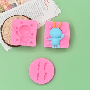 Rosa Silikon-Hasenform-Set für DIY-Fondant-Schokolade und Kunstharz-Dekorationen