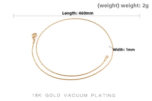 Detailed view of 460mm gold chain necklace featuring 18K gold vacuum plating finish
