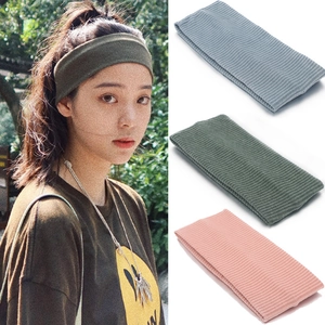 Bandeau Tricoté Couleur Unie Bandeau Cheveux Élastique À Côtes Pour Yoga Sport Maquillage Femmes