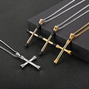 Creative vacuum plated cross pendant necklaces for men and women in gold and silver