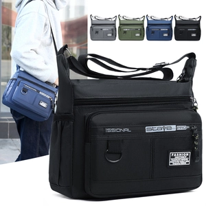 Men Crossbody Bag Oxford Cloth Multi Pocket Large Capacity Waterproof Messenger Shoulder Bag Casual Travel Urban Streetwear