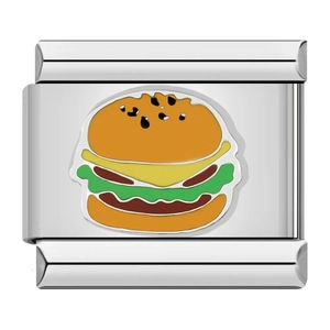 Link per bracciale italiano con design a hamburger in smalto colorato e acciaio inossidabile