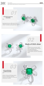 Detailed macro view of S925 silver emerald earrings with handmade bow tie setting