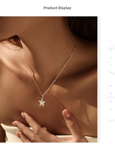 Dettaglio della collana a stella in argento S925 con pendente in zircone lucido