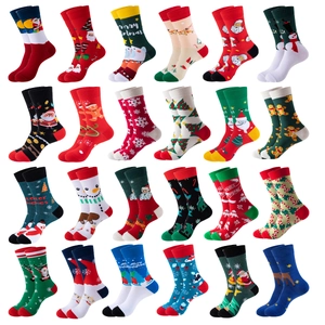 Christmas Socks Cotton Blend Mid Tube Festive Patterns Santa Claus Snowman Reindeer Gingerbread Man Winter Gifts