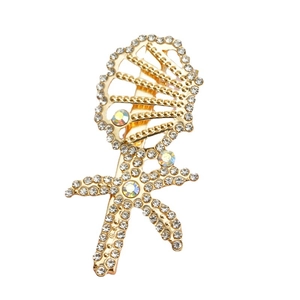 Barrette à cheveux dorée avec notes de musique, perles et strass pour un style élégant