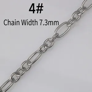 Macro view of 7.3mm wide oval link stainless steel chain for jewelry making