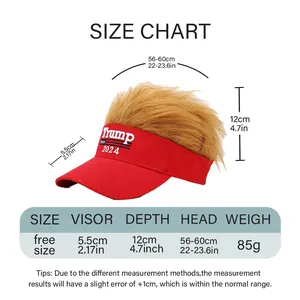 Size chart showing head circumference and dimensions for the wig baseball cap