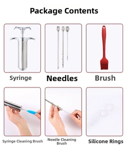 Détails du kit d'injecteur de viande en acier inoxydable 304 avec aiguilles et brosses