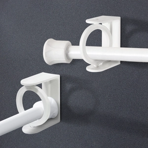 Curtain Rod Bracket Rotatable Punch Free Adhesive Holder White Plastic For Telescopic Rod Household