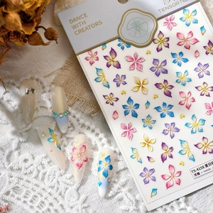 Autocollants De Nail Art En Relief Fleurs D'été Décalcomanies De Manucure Auto-Adhésives Pour Décoration D'ongles DIY