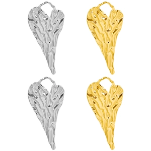 Pendentif Coeur Irrégulier Acier Inoxydable 304 Texture Fondue DIY Bijoux Charms Punk Exagéré Ton Or Argent