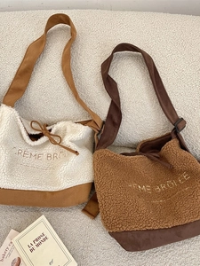 Bolso Tote De Felpa Y Ante Para Mujer Gran Capacidad Bolso De Hombro Bandoulière Con Correa Ajustable Y Bordado