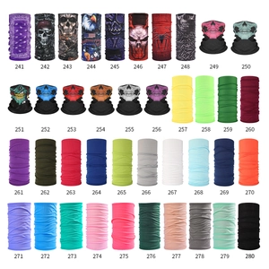 Detailed grid display of seamless neck gaiters showing various patterns and number labels