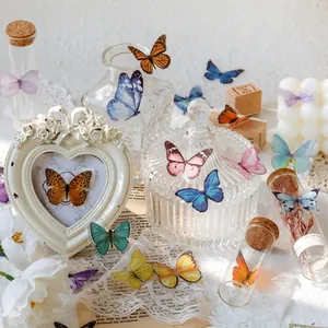 Vintage colorful butterfly PET stickers for DIY scrapbooking and home decoration
