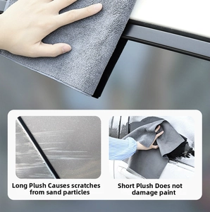 Comparison between short plush car towel for paint protection and long plush scratch risks