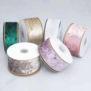 Velvet ribbons with gold wired edges for DIY Christmas tree bows and decor