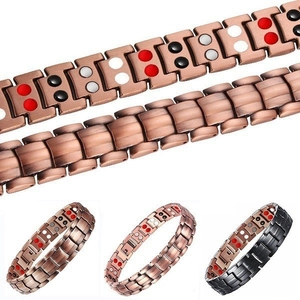 Magnetic therapy copper bracelets with dragon patterns in bronze, rose gold, and black