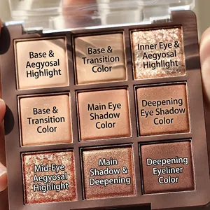 Paleta de sombras de ojos chocolate de 9 colores con tonos tierra mate y brillantes