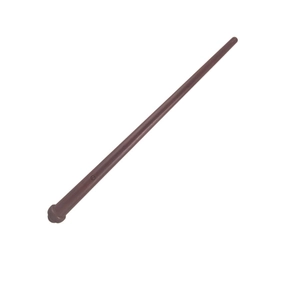 Macro view of brown glowing wizard wand toy for Halloween cosplay with a round handle