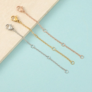 Adjustable necklace extender chains with lobster clasps in gold silver and rose gold finishes