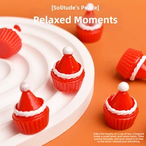 Miniature resin Christmas hat cakes for DIY holiday decor and dollhouse accessories