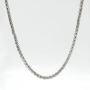 Minimalist silver hip-hop stainless steel chain necklace on a clean white background