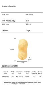Detaillierte Maße und Spezifikationen des gelben quietschenden Hundespielzeugs aus TPR