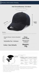 Detaillierte Größentabelle für Camouflage-Baseballkappen mit Maßen und Kopfumfang-Tipps
