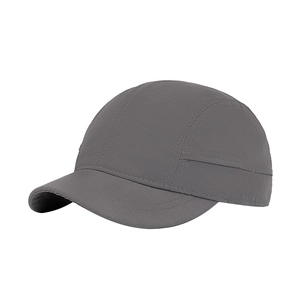 Cappellino camper grigio scuro a cinque pannelli con visiera corta in tessuto ripstop